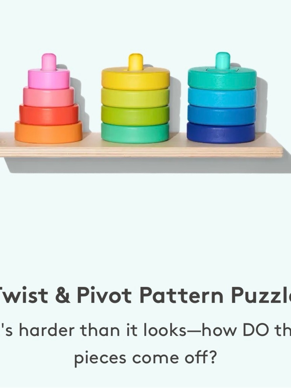Rainbow Stacking Twist Puzzle Toy - Pink, Yellow, Teal
